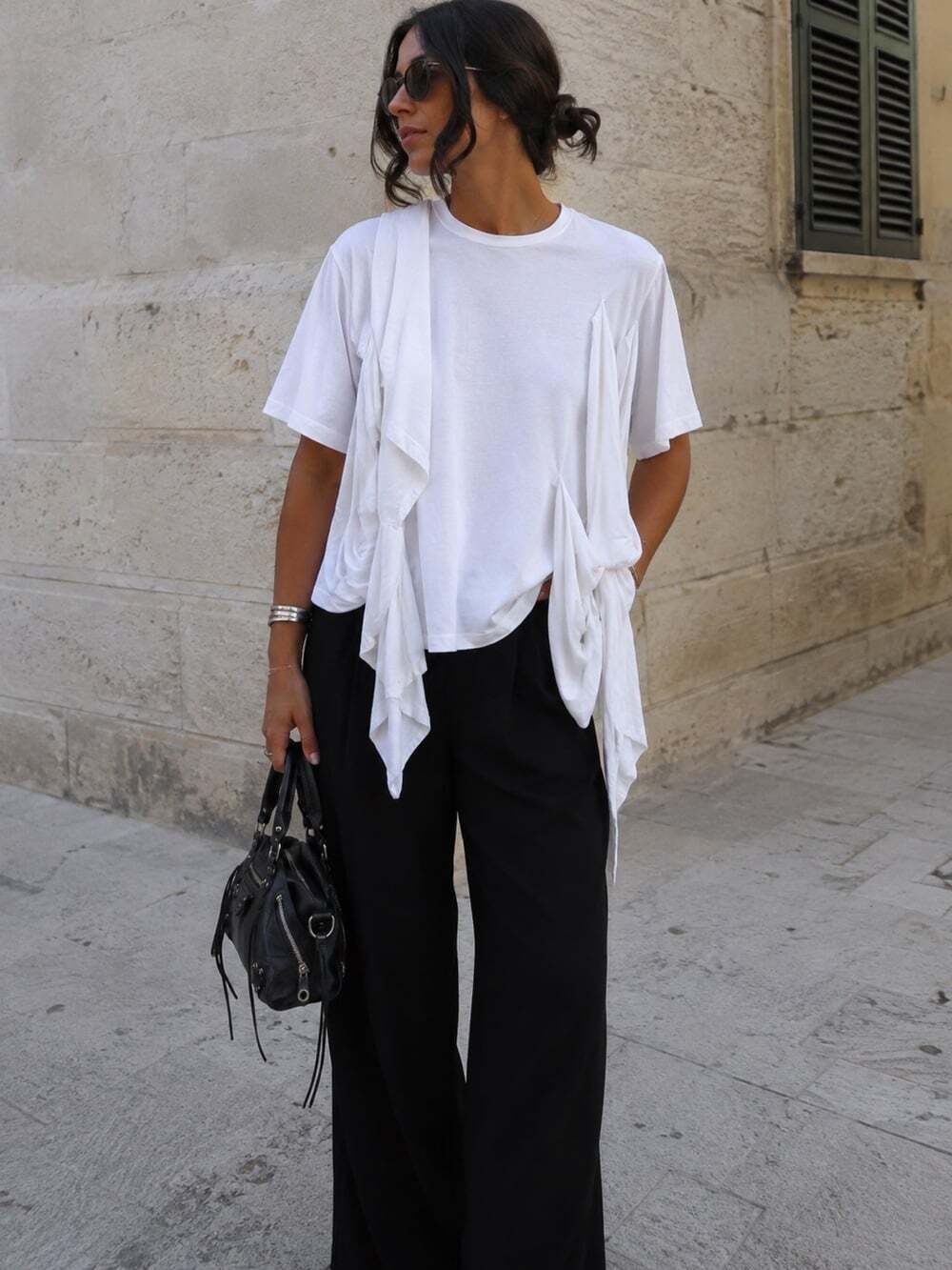 Simone Rocha White Draped T-Shirt Medium Avant Garde Ruffle Designer Cotton Chic